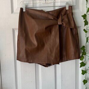 Brown Leather Bow Detail Skort - OG PRICE 50.00